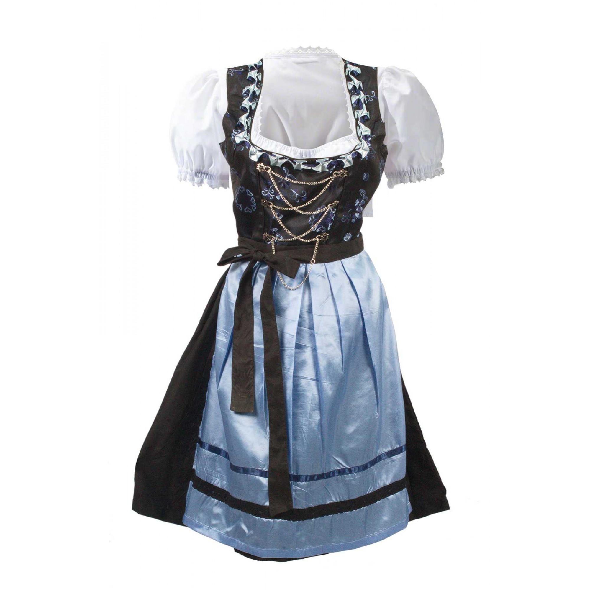 German Midi Dirndl Dress Vintage Blue - Lederhosen Wears