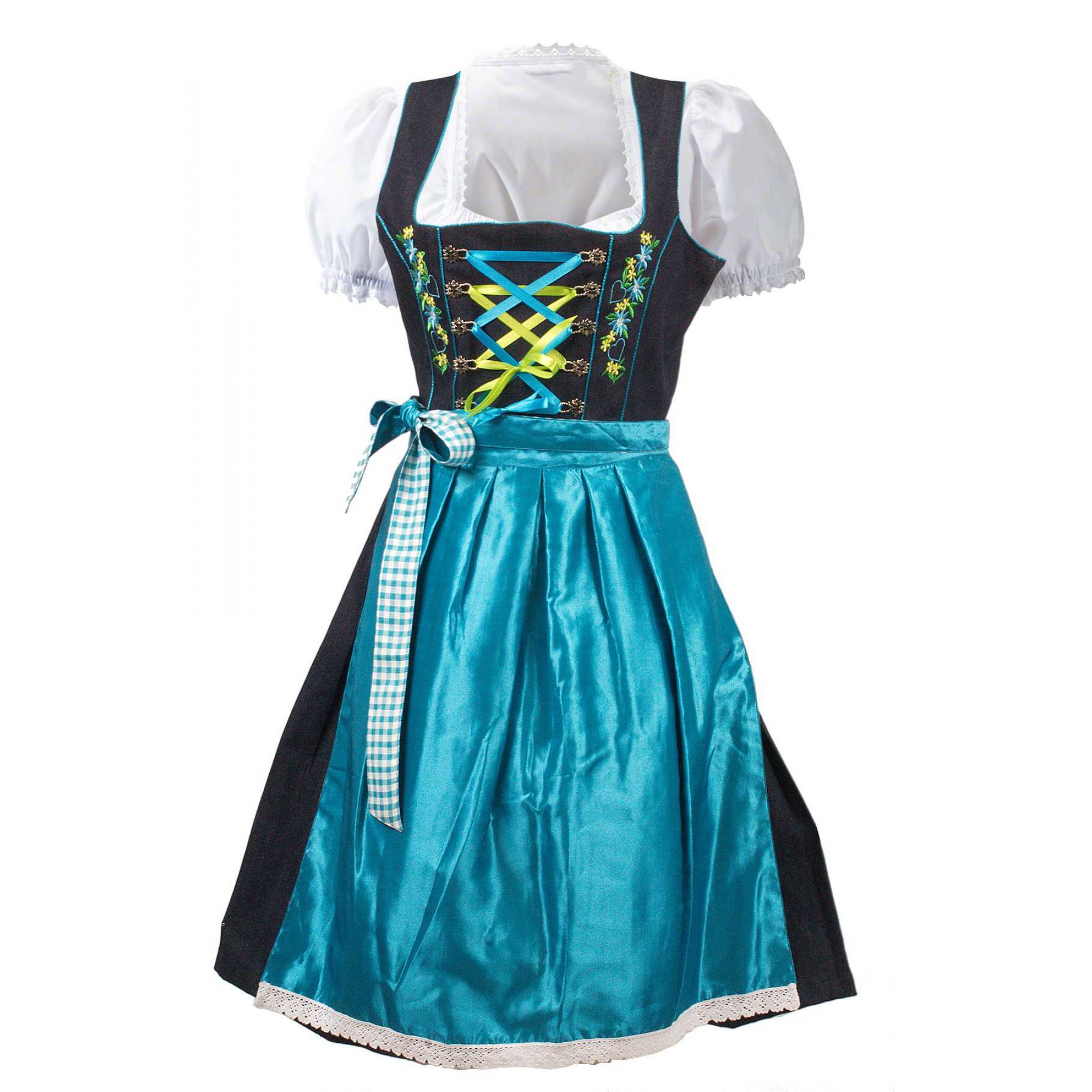 German Dirndl Dress Blue 2 Way Flip Apron - Lederhosen Wears