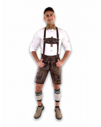 Trachten Short Authentic Lederhosen Shaded Brown