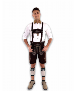 Herren Bavarian German Lederhosen Brown