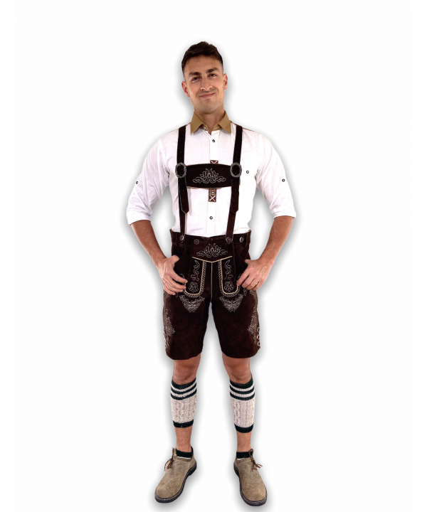 Herren Bavarian German Lederhosen Brown